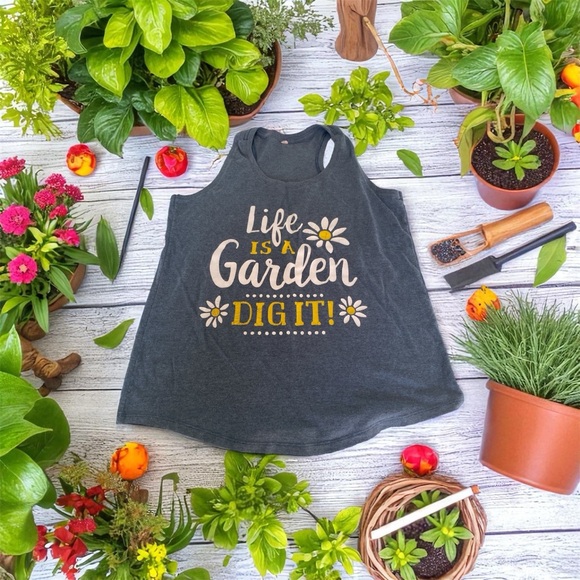 Life Is Good Blue Tank Top - Life is a Garden Dig It - Picture 1 of 3